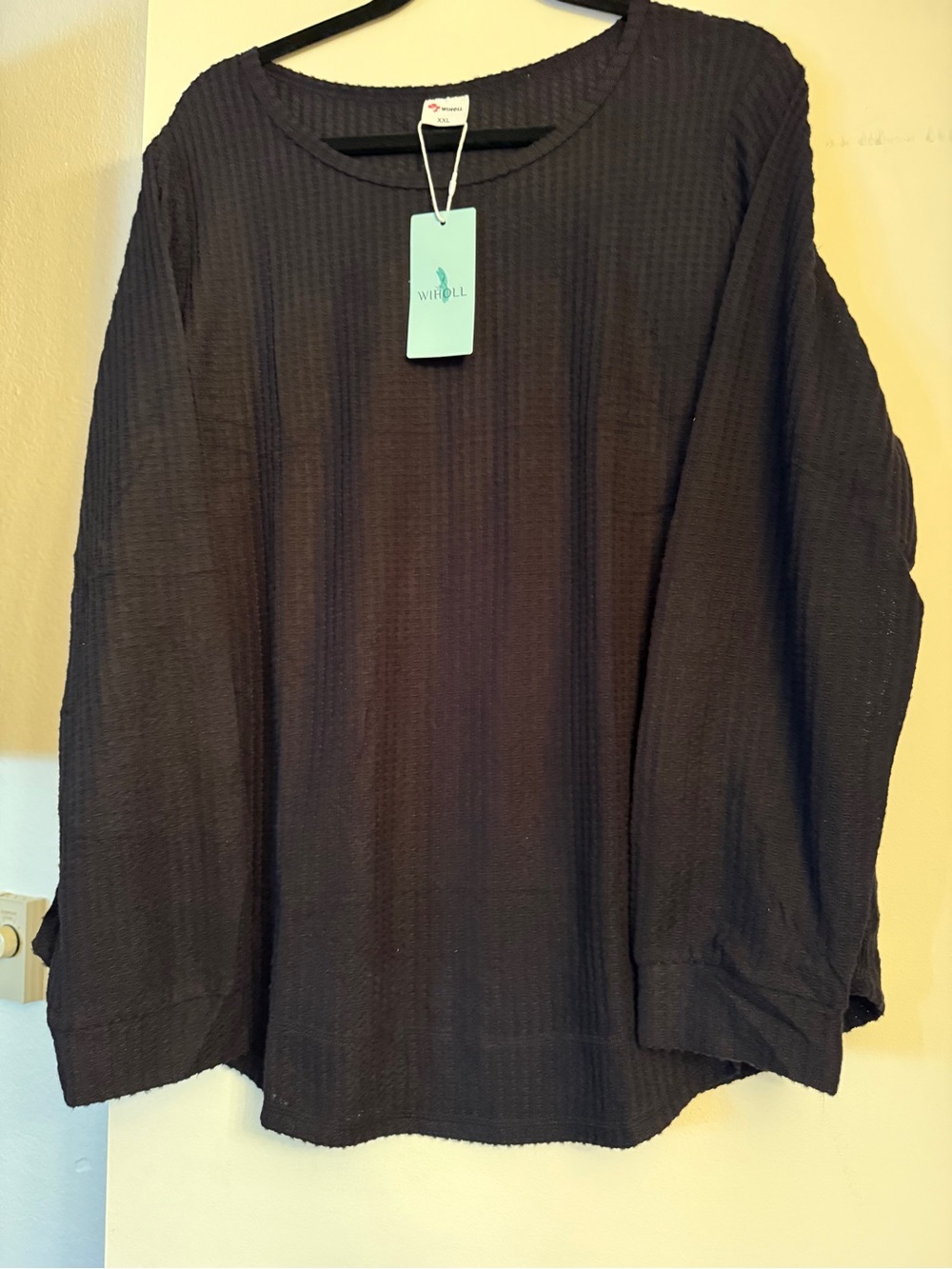 Long-Sleeve Textured Black Shirt